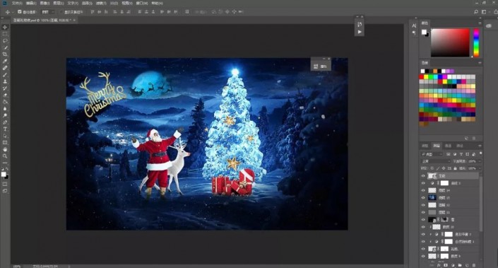 Photoshop制作一款圣诞主题海报图片设计教程
