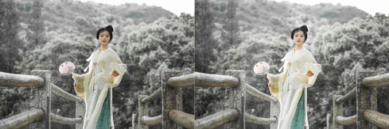 Photoshop调出冷色唯美雪景人物写真照片调色教程