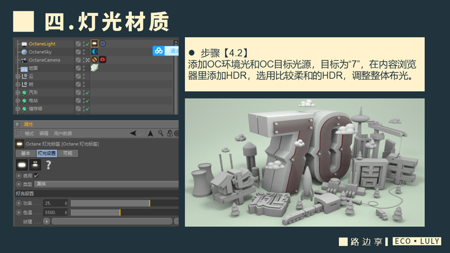 C4D制作国庆华诞70周年立体字设计的教程