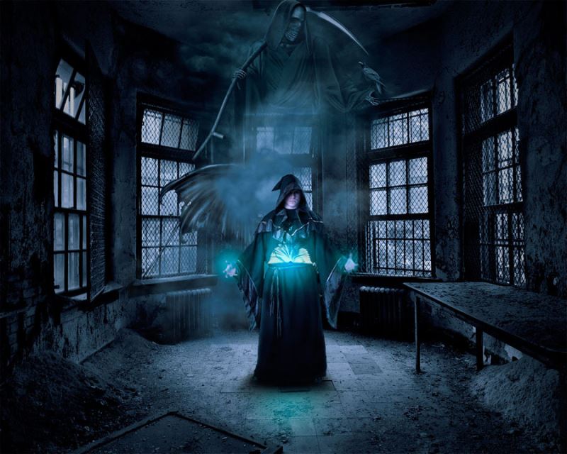 ps制作<a href=/photoshop/hecheng/ target=_blank class=infotextkey>合成</a>暗黑系正在召唤恶魔的魔法师图片