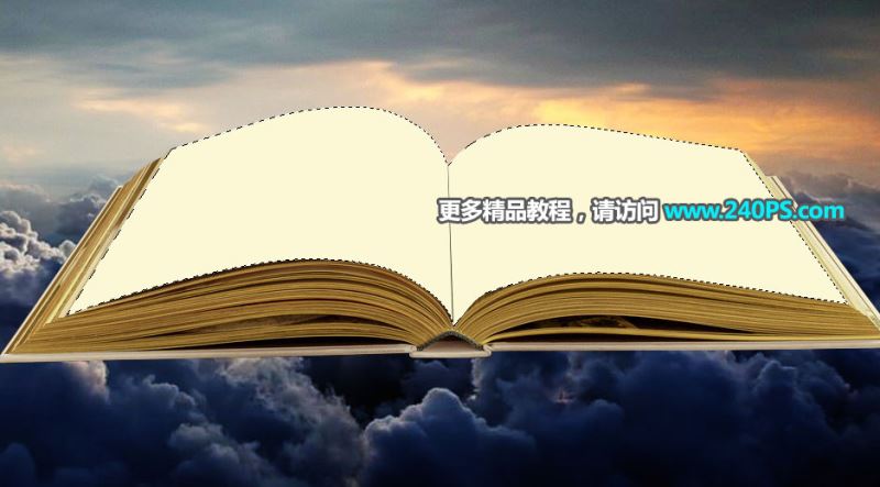 ps创意合成巨大书本中儿童们欢乐踏春的图片教程