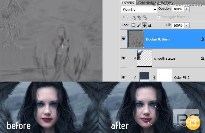 Photoshop合成冷色调风格的天使女武士