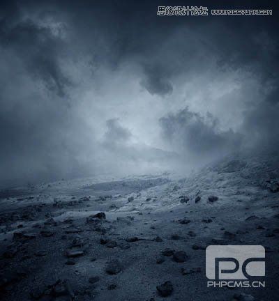 Photoshop合成冷色调风格的天使女武士