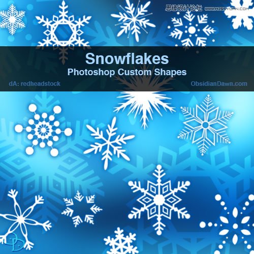 超酷的冬季雪花PS形状