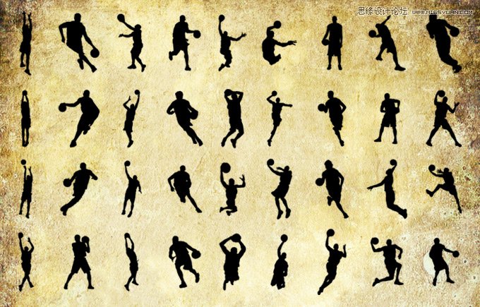 篮球运动员剪影效果PS形状