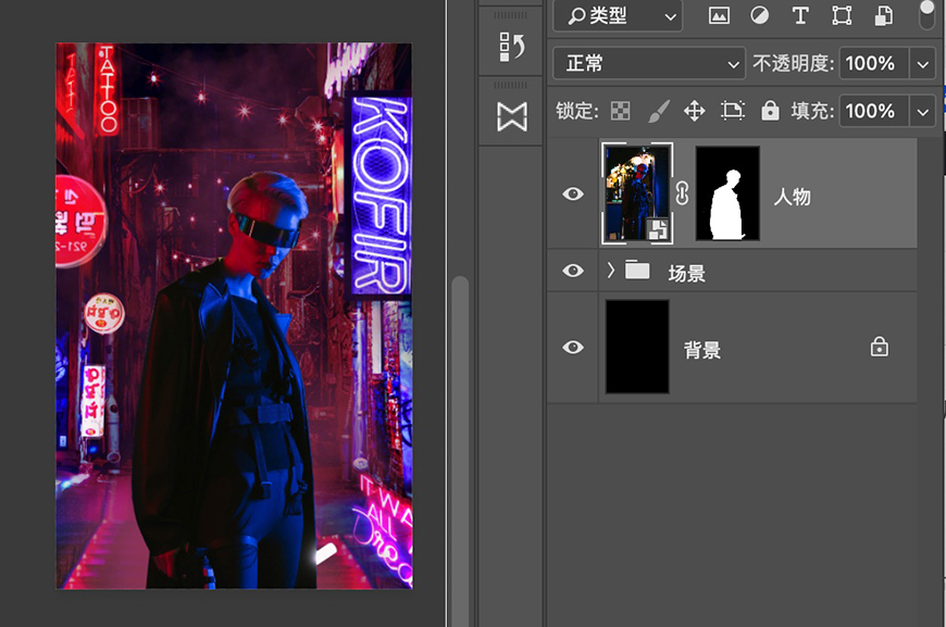 Photoshop制作赛博朋克风格的人像线条特效