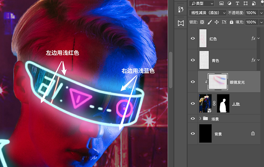 Photoshop制作赛博朋克风格的人像线条特效