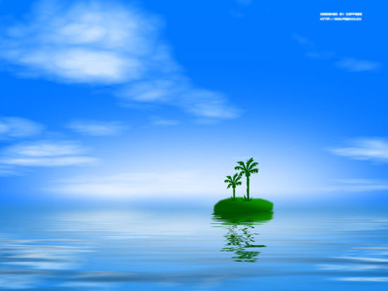 使用Photoshop滤镜制作的蓝天大海精美壁纸教程