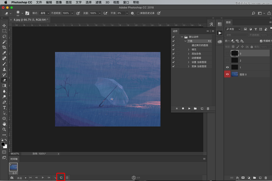 下雨动画:PS制作逼真的下雨GIF动画