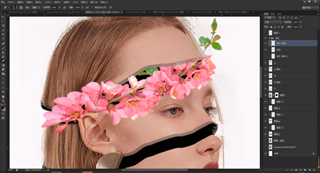 Photoshop创意合成从人物头像中长出的花朵