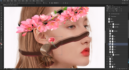 Photoshop创意合成从人物头像中长出的花朵