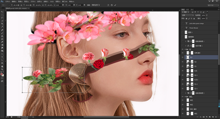Photoshop创意合成从人物头像中长出的花朵