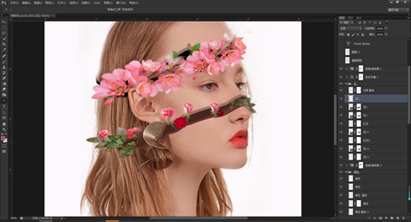 Photoshop创意合成从人物头像中长出的花朵