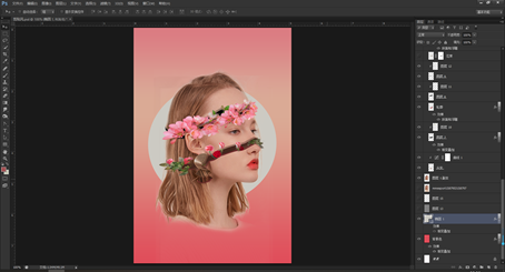 Photoshop创意合成从人物头像中长出的花朵