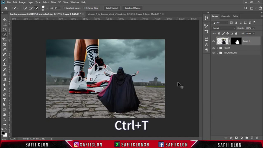 Photoshop创意合成在脚底下魔法师