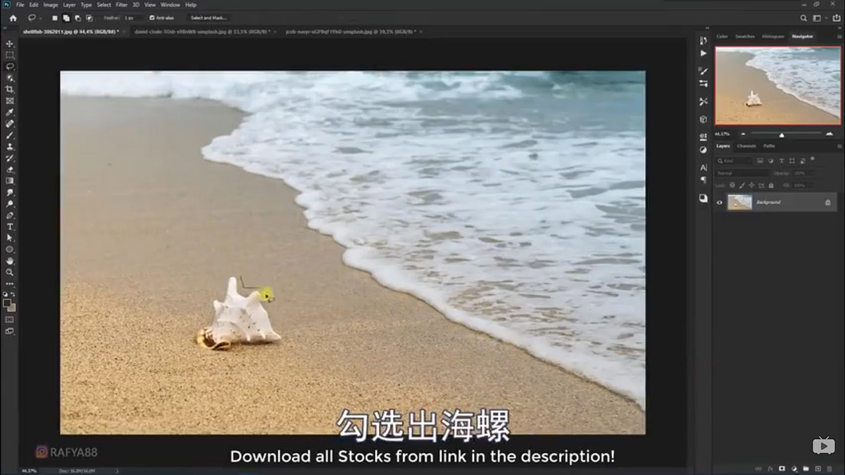Photoshop合成海边海龟和被掀起的海浪场景