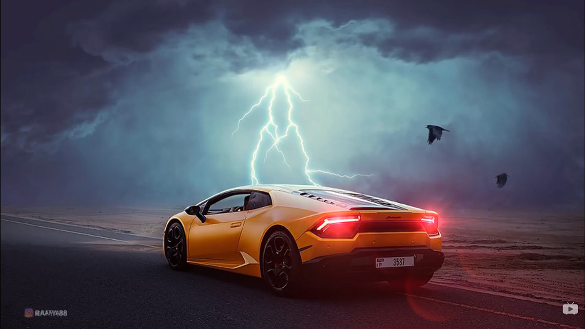 Photoshop合成闪电下的超级跑车