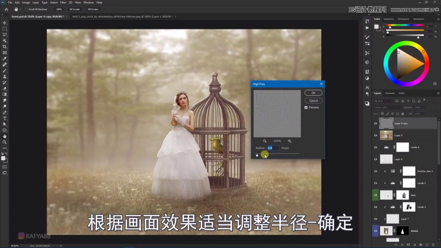Photoshop创意合成森林中的新娘和鸟笼