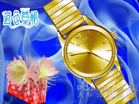 Photoshop制作闪亮黄金钻石手表绘图教程