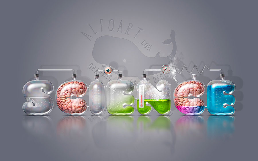 透明立体效果实验室器皿效果字设计作品欣赏