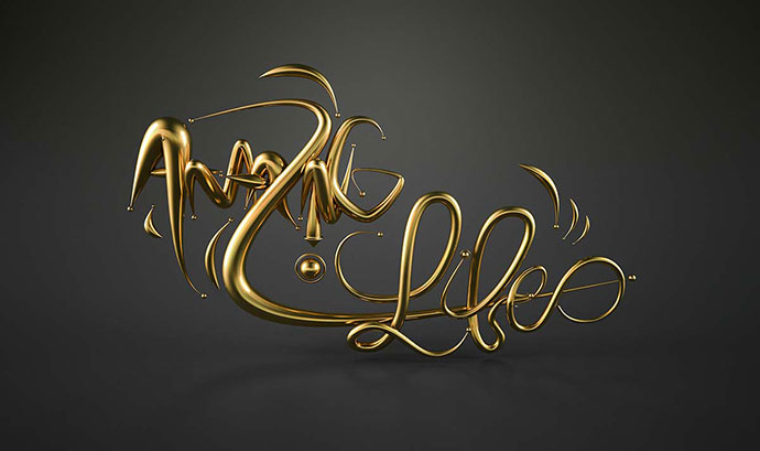 华丽大气的黄金立体字设计欣赏