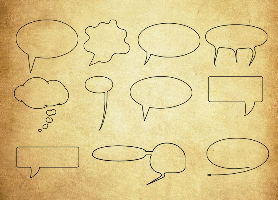 漫画对话框和气泡边框装饰PS笔刷