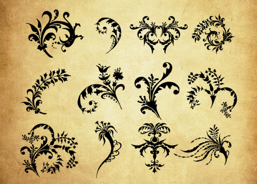 时尚的植物印花花纹PS笔刷