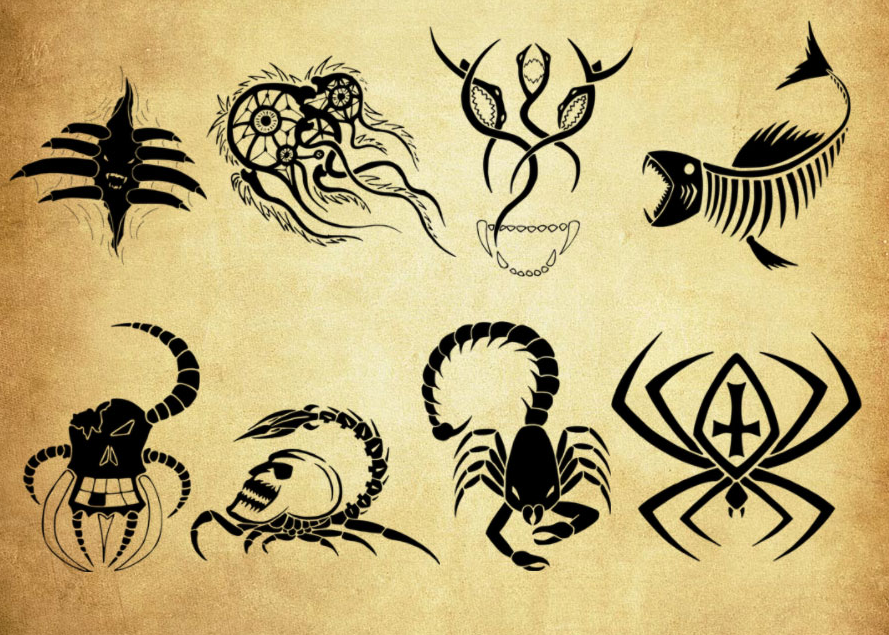 创意的动物纹身花纹PS笔刷