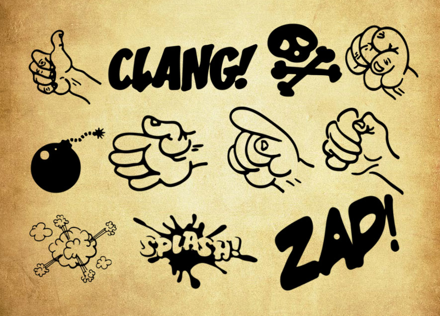 漫画装饰元素和手势PS笔刷