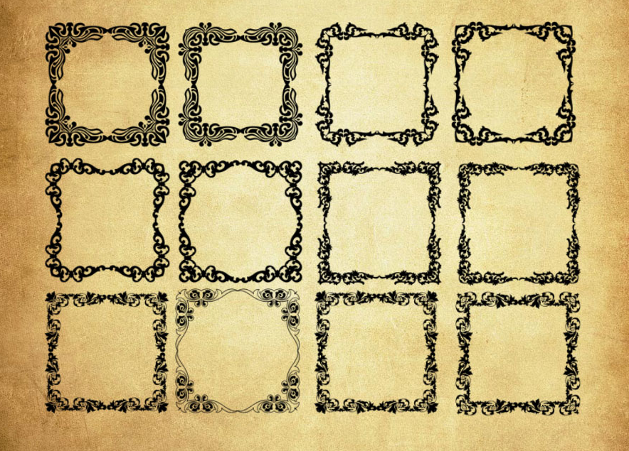 欧式正方形边框装饰PS笔刷