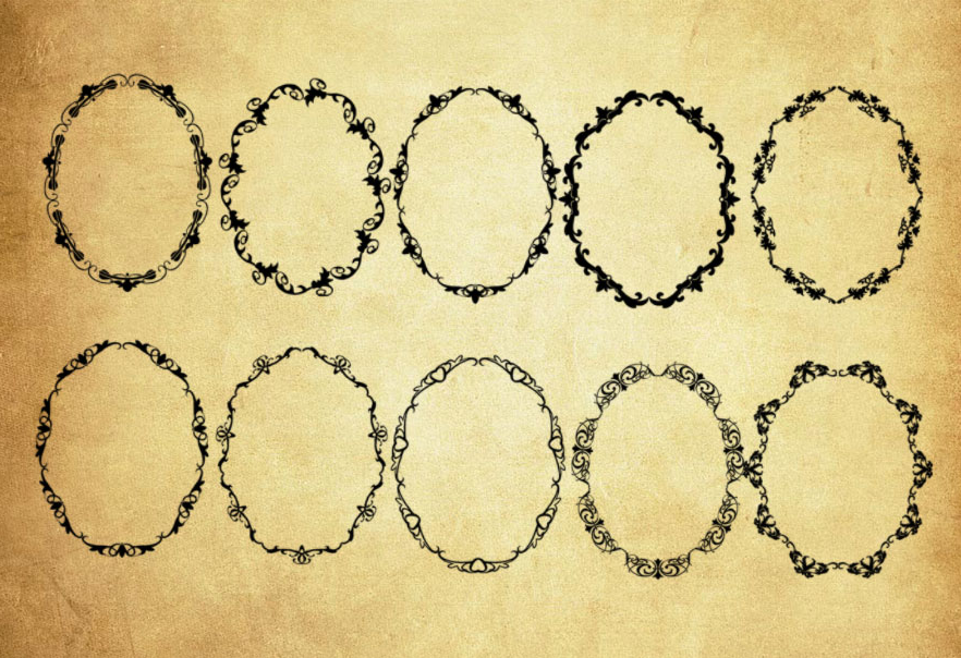 椭圆形花纹边框PS笔刷