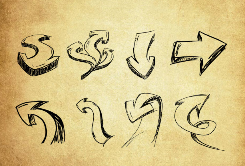 手绘立体箭头PS笔刷