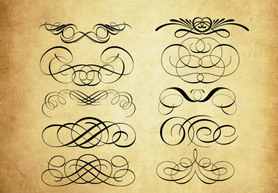 纤细的对称花纹装饰PS笔刷