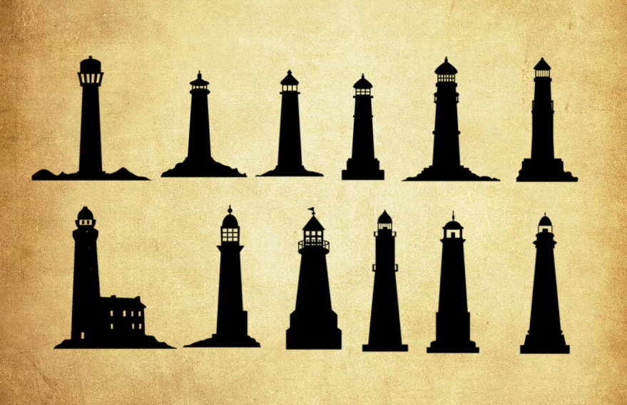 高清晰灯塔剪影PS笔刷