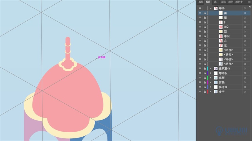 Illustrator绘制2.5D风格创意建筑插画