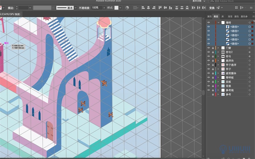 Illustrator绘制2.5D风格创意建筑插画