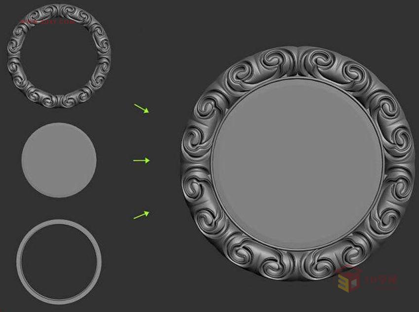 3DSMAX制作精美的雕花圆镜效果