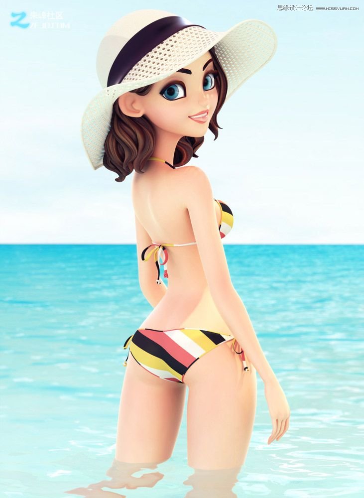 MAYA和MODO制作盛夏海边唯美的女孩设计教程