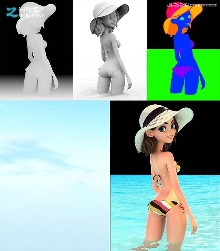 MAYA和MODO制作盛夏海边唯美的女孩