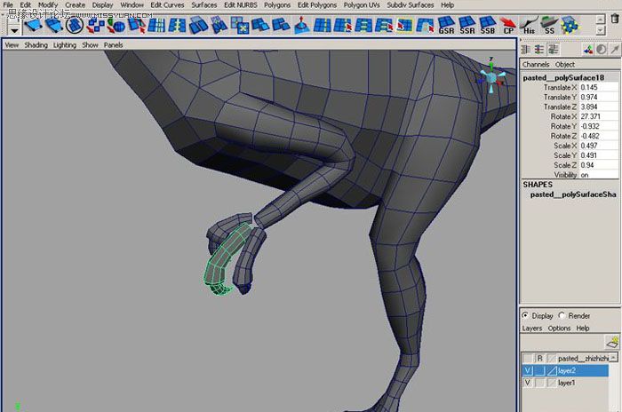 Maya建模教程：制作真实的恐龙