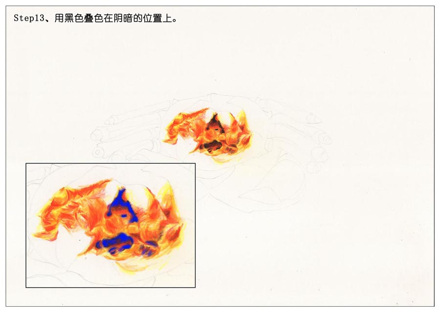 彩色铅笔画之手绘美食大闸蟹