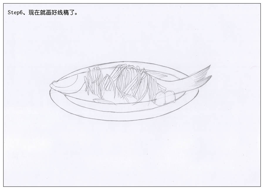 绘画大师绘制逼真的清蒸鲈鱼作品