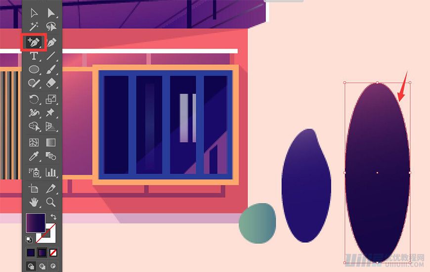 Illustrator绘制扁平化风格的建筑图