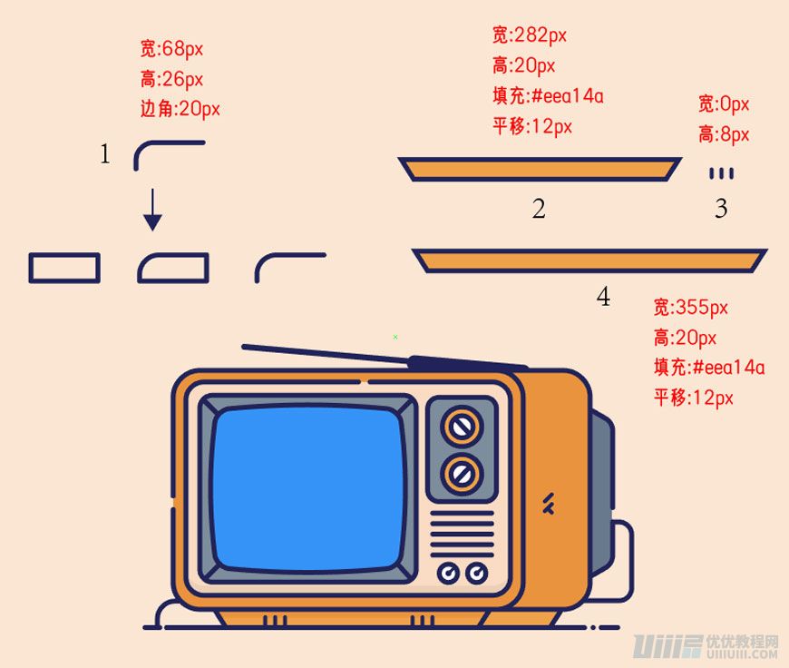 Illustrator制作扁平化风格的电视机
