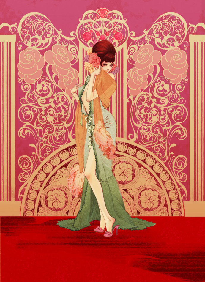 日本插画师时尚唯美的女孩插画设计