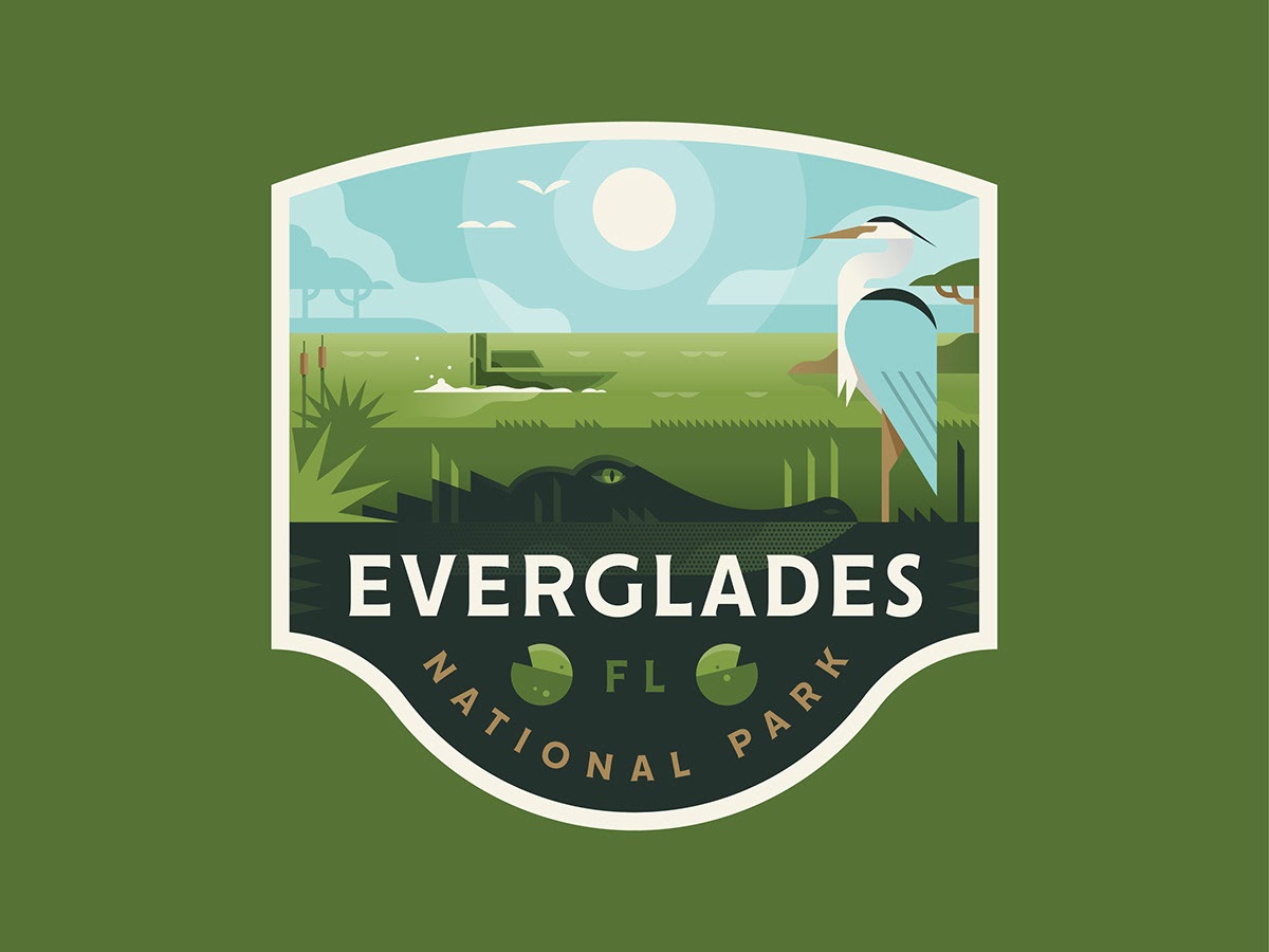 低多边形风格的美国国家公园插画设计