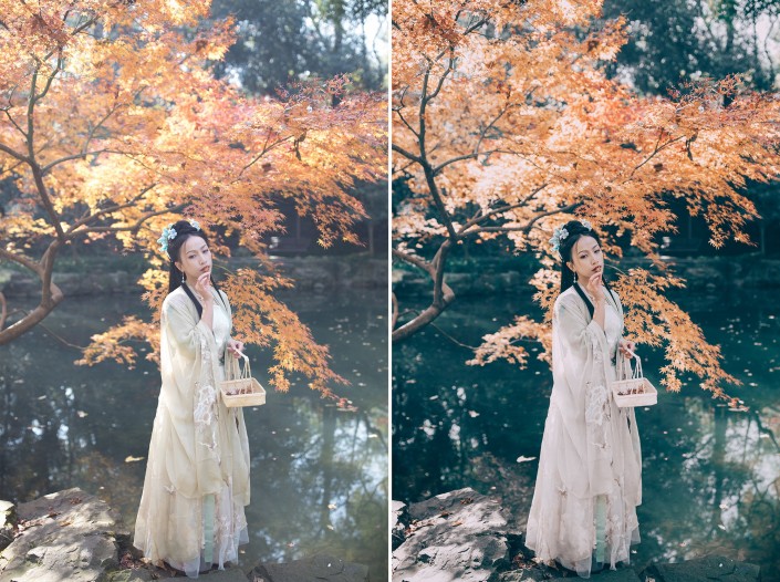 LR调出秋季人像照片古典艺术效果