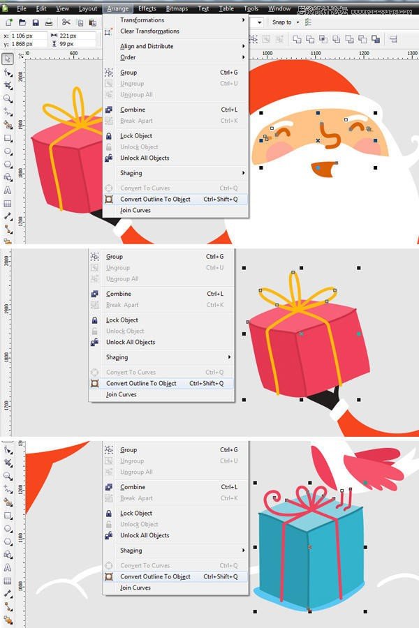 CorelDRAW绘制卡通风格的圣诞节插画