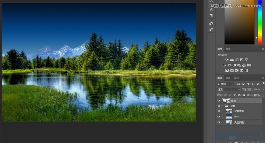 Photoshop合成森林中马灯下的小动物