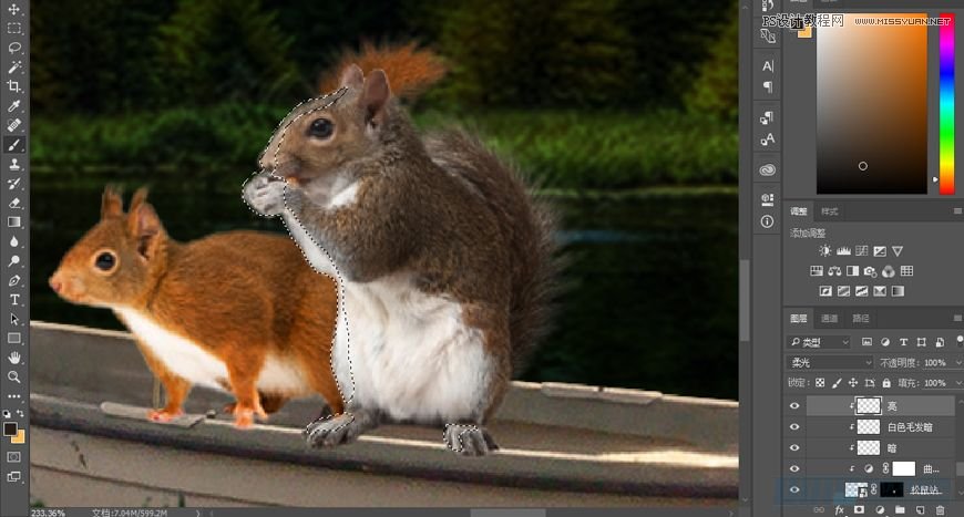 Photoshop合成森林中马灯下的小动物